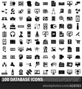 100 database icons set in simple style for any design vector illustration. 100 database icons set, simple style
