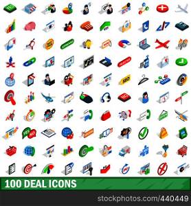 100 deal icons set in isometric 3d style for any design vector illustration. 100 deal icons set, isometric 3d style