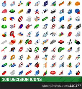 100 decision icons set in isometric 3d style for any design vector illustration. 100 decision icons set, isometric 3d style