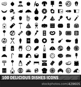 100 delicious dishes icons set in simple style for any design vector illustration. 100 delicious dishes icons set, simple style