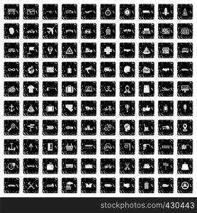 100 delivery icons set in grunge style isolated vector illustration. 100 delivery icons set, grunge style