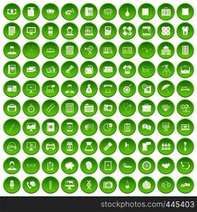 100 department icons set green circle isolated on white background vector illustration. 100 department icons set green circle