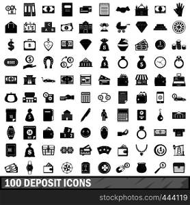 100 deposit icons set in simple style for any design vector illustration. 100 deposit icons set, simple style