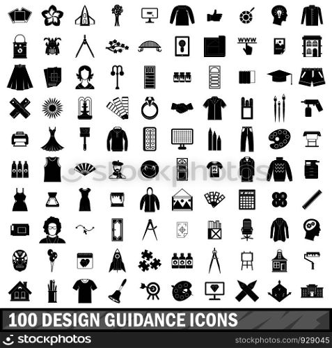 100 design guidance icons set in simple style for any design vector illustration. 100 design guidance icons set, simple style