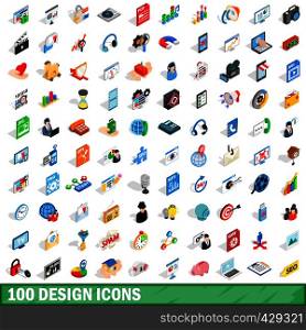 100 design icons set in isometric 3d style for any design vector illustration. 100 design icons set, isometric 3d style