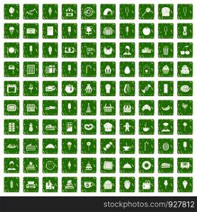 100 dessert icons set in grunge style green color isolated on white background vector illustration. 100 dessert icons set grunge green