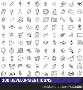 100 development icons set in outline style for any design vector illustration. 100 development icons set, outline style