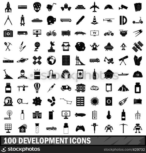 100 development icons set in simple style for any design vector illustration. 100 development icons set, simple style