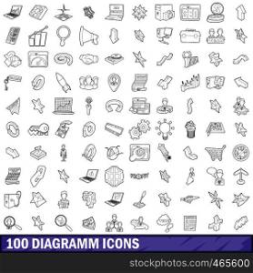 100 diagramm icons set in outline style for any design vector illustration. 100 diagramm icons set, outline style