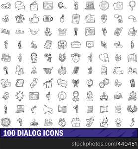 100 dialog icons set in outline style for any design vector illustration. 100 dialog icons set, outline style