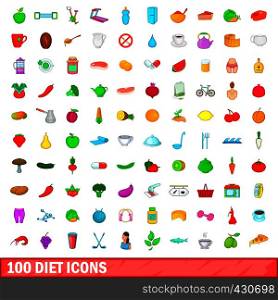 100 diet icons set in cartoon style for any design vector illustration. 100 diet icons set, cartoon style
