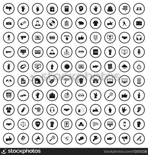 100 different gestures icons set in simple style for any design vector illustration. 100 different gestures icons set, simple style