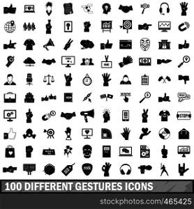 100 different gestures icons set in simple style for any design vector illustration. 100 different gestures icons set, simple style