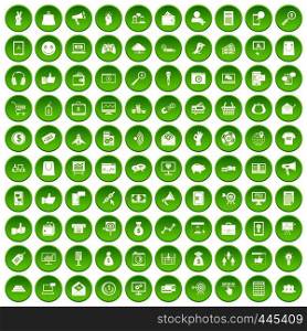 100 digital marketing icons set green circle isolated on white background vector illustration. 100 digital marketing icons set green circle