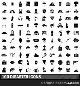100 disaster icons set in simple style for any design vector illustration. 100 disaster icons set, simple style