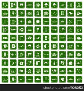 100 dispatcher icons set in grunge style green color isolated on white background vector illustration. 100 dispatcher icons set grunge green