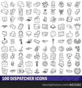 100 dispatcher icons set in outline style for any design vector illustration. 100 dispatcher icons set, outline style