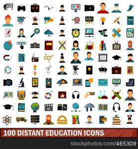 100 distant education icons set in flat style for any design vector illustration. 100 distant education icons set, flat style