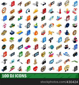 100 dj icons set in isometric 3d style for any design vector illustration. 100 dj icons set, isometric 3d style