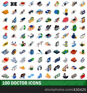 100 doctor icons set in isometric 3d style for any design vector illustration. 100 doctor icons set, isometric 3d style