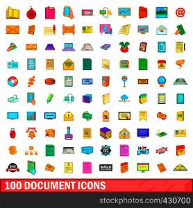 100 document icons set in cartoon style for any design vector illustration. 100 document icons set, cartoon style