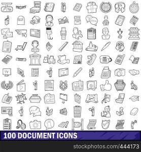 100 document icons set in outline style for any design vector illustration. 100 document icons set, outline style