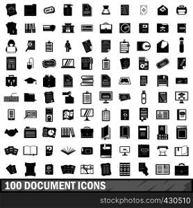 100 document icons set in simple style for any design vector illustration. 100 document icons set, simple style