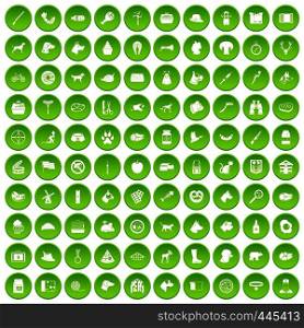 100 dog icons set green circle isolated on white background vector illustration. 100 dog icons set green circle
