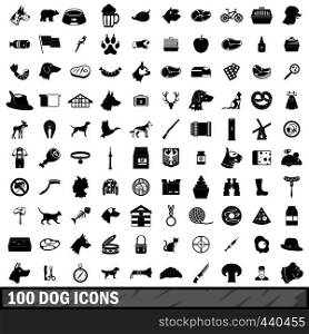 100 dog icons set in simple style for any design vector illustration. 100 dog icons set, simple style