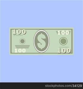 100 dollars, money banknote. Simple, flat style Graphic vector illustration