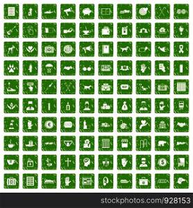 100 donation icons set in grunge style green color isolated on white background vector illustration. 100 donation icons set grunge green