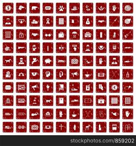 100 donation icons set in grunge style red color isolated on white background vector illustration. 100 donation icons set grunge red