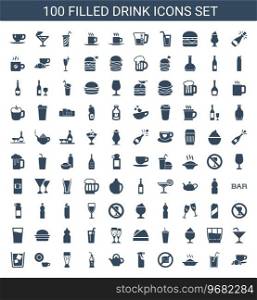 100 drink icons Royalty Free Vector Image
