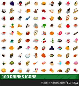 100 drinks icons set in isometric 3d style for any design vector illustration. 100 drinks icons set, isometric 3d style