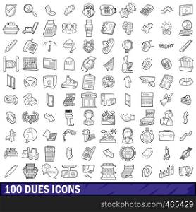 100 dues icons set in outline style for any design vector illustration. 100 dues icons set, outline style