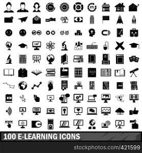 100 e-learning icons set in simple style for any design vector illustration. 100 e-learning icons set in simple style