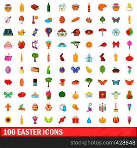 100 easter icons set in cartoon style for any design vector illustration. 100 easter icons set, cartoon style