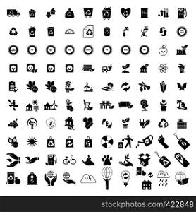 100 Eco icons set isolated on white background. 100 Eco icons set