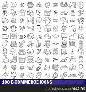 100 ecommerce icons set in outline style for any design vector illustration. 100 ecommerce icons set, outline style