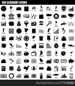 100 economy icon set. Simple set of 100 economy vector icons for web design isolated on white background. 100 economy icon set, simple style