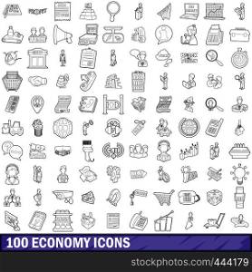 100 economy icons set in outline style for any design vector illustration. 100 economy icons set, outline style