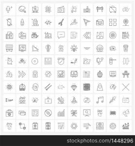 100 Editable Vector Line Icons and Modern Symbols of FM radio, bags, security, bag, food Vector Illustration