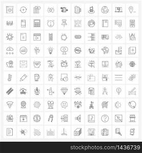 100 Editable Vector Line Icons and Modern Symbols of globe, photography, clipboard, camera, image Vector Illustration
