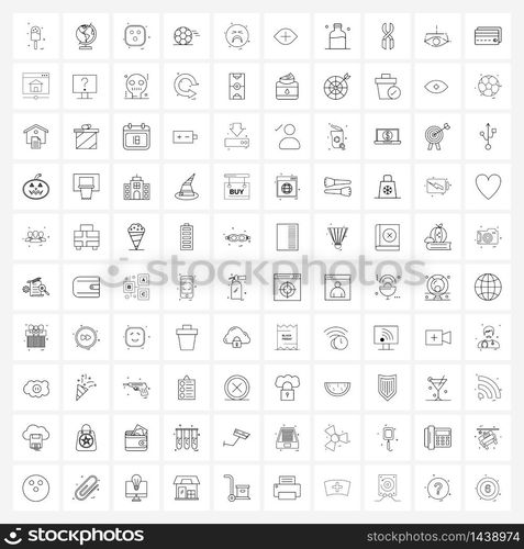 100 Editable Vector Line Icons and Modern Symbols of sad, emoticon, smile, emoji, game Vector Illustration