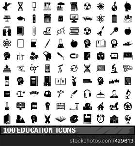 100 education icons set in simple style for any design vector illustration. 100 education icons set, simple style