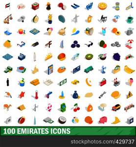 100 emirates icons set in isometric 3d style for any design vector illustration. 100 emirates icons set, isometric 3d style