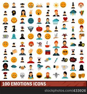 100 emotions icons set in flat style for any design vector illustration. 100 emotions icons set, flat style