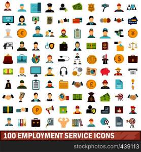 100 employment service icons set in flat style for any design vector illustration. 100 employment service icons set, flat style