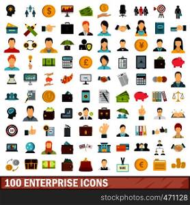 100 enterprise icons set in flat style for any design vector illustration. 100 enterprise icons set, flat style
