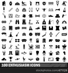 100 enthusiasm icons set in simple style for any design vector illustration. 100 enthusiasm icons set, simple style
